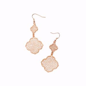 New Park Lane "MOANA" Earrings Pierced Rose Gold Elegant Dangle Filigree hook